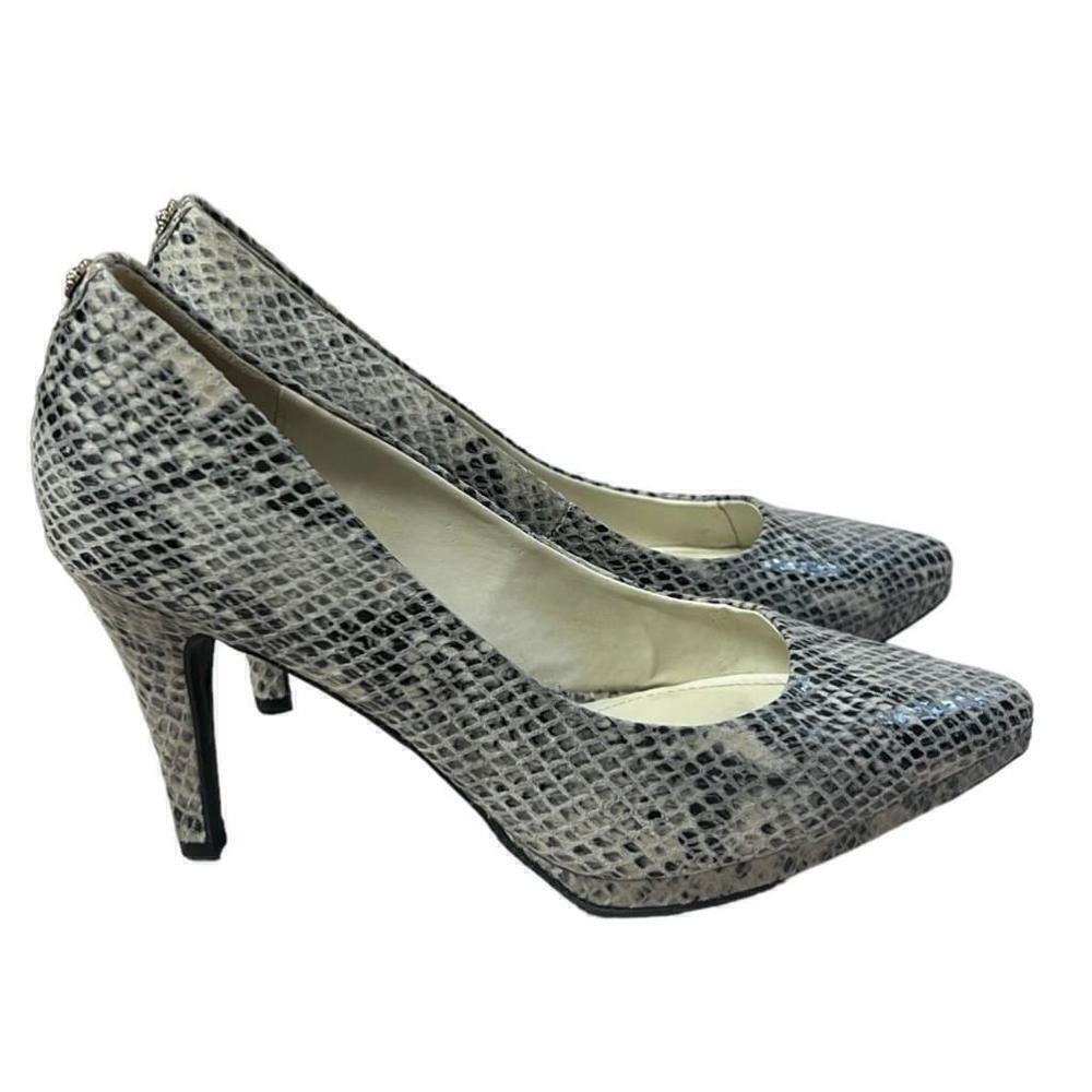 Anne Klein Women's Stiletto Heels Pointed Toe White Snakeskin, Size 8